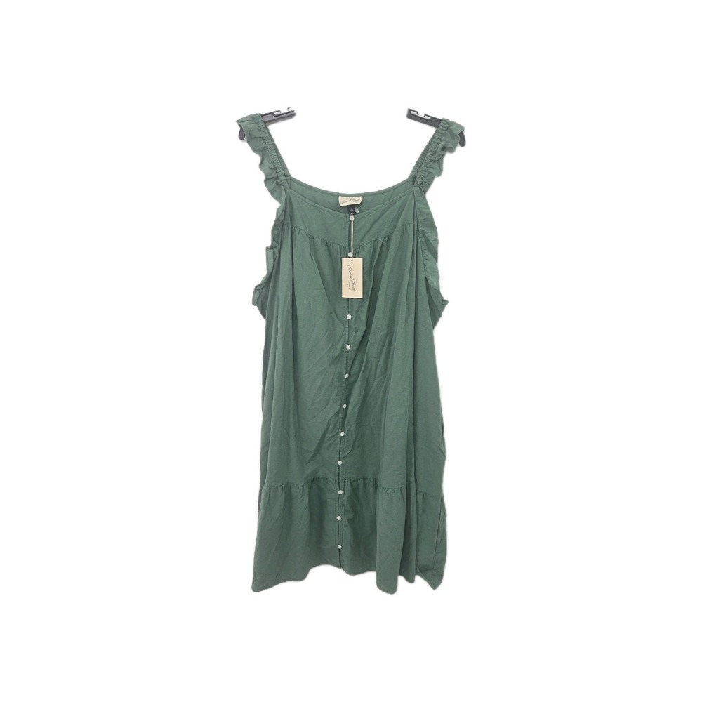 Universal Thread 2X Green Gauzi Button-Front Baby Doll Sundress Pockets Cotton
